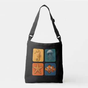 Bolso Cruzado Patrón lindo de vida marina del océano - Caballito