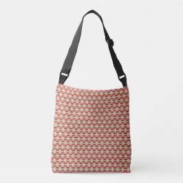 Bolso Cruzado Patrón Mexicano en Beige y Rojo