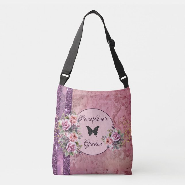 Bolso Cruzado Patrón mixto rosa floral (Anverso)