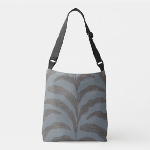 Bolso Cruzado Patrón moderno de hoja de palma tropical de carbón