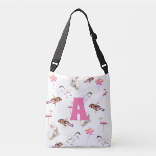 Bolso Cruzado Patrón monogramado rosado juguetón