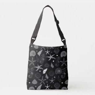 Bolso Cruzado Patrón negro de vida marina