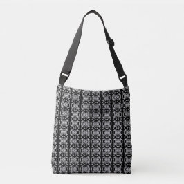 Bolso Cruzado Patrón negro y plateado claro único moderno