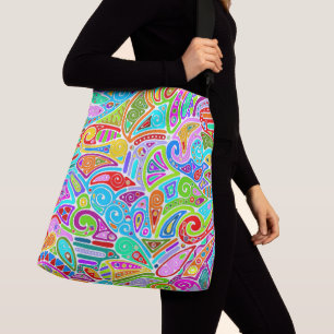 Bolso Cruzado Patrón Pintado A Mano Y Digitalmente Art. 7