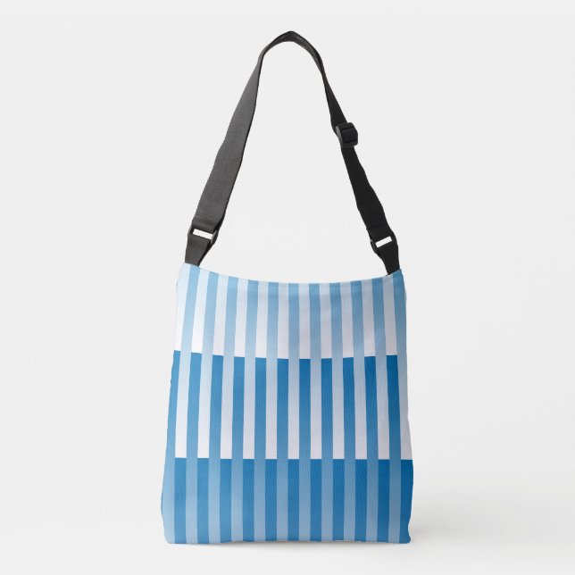 Bolso Cruzado Patrón rayado azul blanco (Anverso)