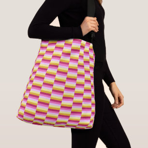 Bolso Cruzado Patrón rayado de Naranja amarillo rosado