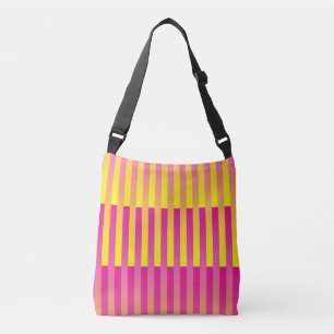 Bolso Cruzado Patrón rayado de Naranja amarillo rosado