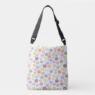 Bolso Cruzado Patrón repetido de Flor Difusa Pasteles sobre Blan