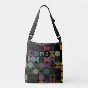 Bolso Cruzado Patrón retro negro verde verde azul personalizado 