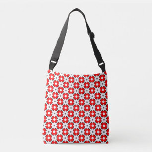 Bolso Cruzado patrón rojo blanco y negro