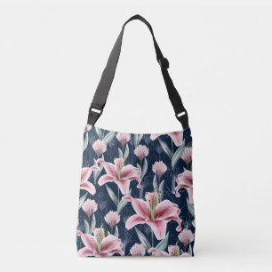 Bolso Cruzado Patrón sin foco de flor rosa Lilly.