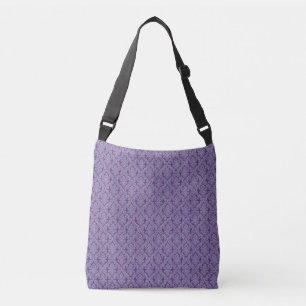 Bolso Cruzado Patrón textil morado de adorno de damasco vintage