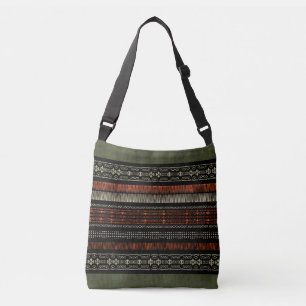 Bolso Cruzado Patrón tribal de línea verde