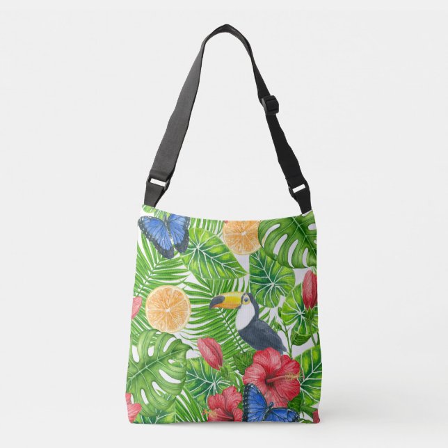 Bolso Cruzado Patrón tropical (Anverso)