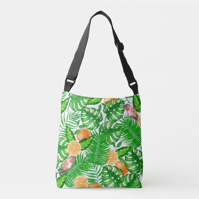 Bolso Cruzado Patrón tropical, colibríes II (Anverso)