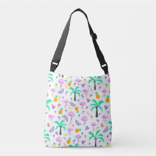 Bolso Cruzado Patrón tropical de flamencos y frutas caprichosos