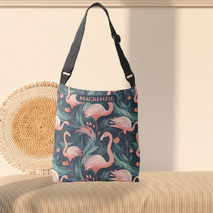 Bolso Cruzado Patrón tropical Flamingo rosa personalizado