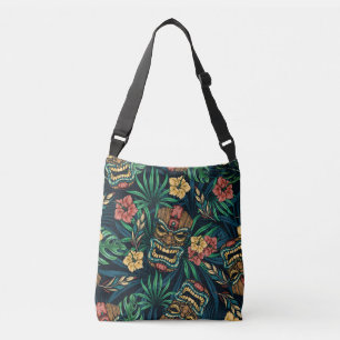 Bolso Cruzado Patrón tropical hawaiano de la máscara tiki
