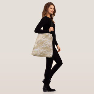 Bolso Cruzado Patrón tropical moderno de hojas de palma doradas