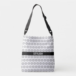 Bolso Cruzado Patrón vectorial en espiral negro sobre blanco