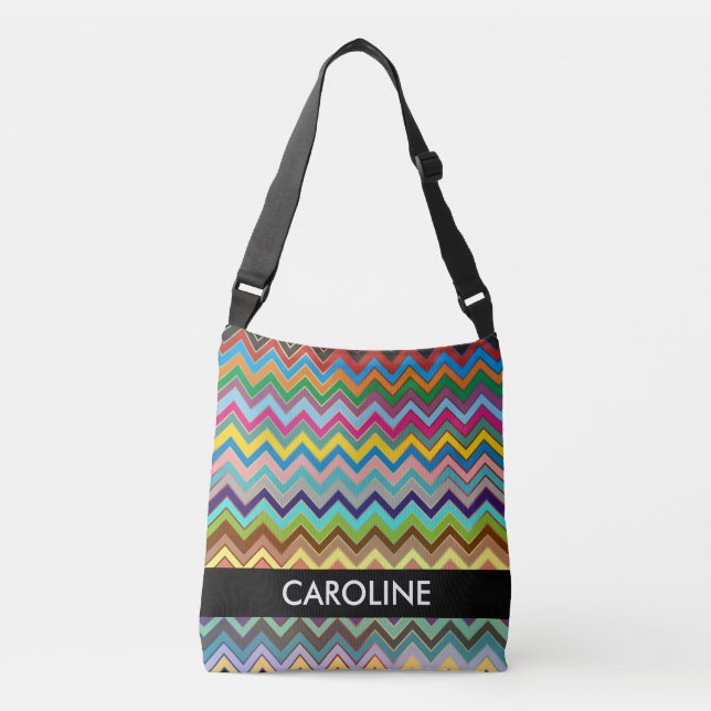 Bolso Cruzado Patrón ZIGZAG - multicolor + tu trasero. (Anverso)