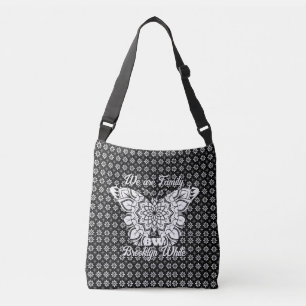 Bolso Cruzado PatrónMandala Mariposa blanca y negra personalizad