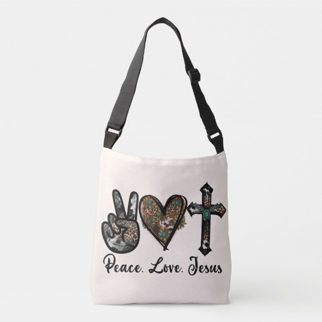 Bolso Cruzado Paz, amor, Jesús (Anverso)
