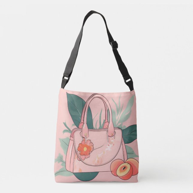 Bolso Cruzado Peach Floral Vibes Purse AI arte (Reverso)
