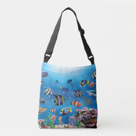 Bolso Cruzado Peces tropicales nadando en el lecho marino