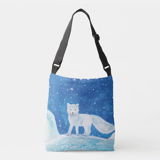 Bolso Cruzado Pequeño Ilustracion de Fox Ártica (Vulpes Lagopus) (Anverso)