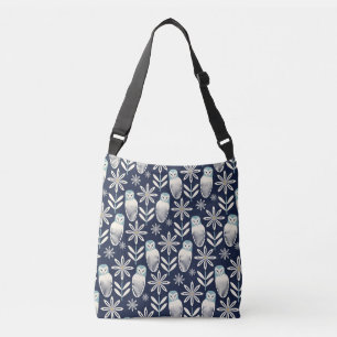 Bolso Cruzado Perfecto búho de grano - fondo azul