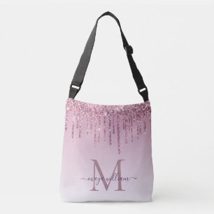 Bolso Cruzado Perforaciones elegantes de Rosa de Monograma Purpu