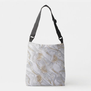 Bolso Cruzado Perlas de seda blanca y marfil en campaña
