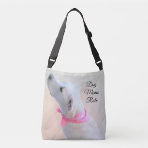 Bolso Cruzado Perro blanco lindo vestido con bufanda rosa