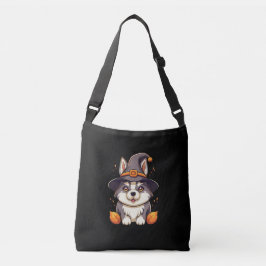 Bolso Cruzado Perro burlón en Halloween Gorra de bruja