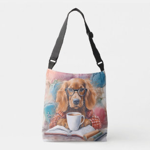 Bolso Cruzado Perro con una taza de chocolate caliente