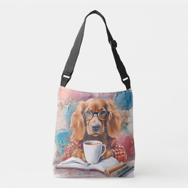 Bolso Cruzado Perro con una taza de chocolate caliente (Anverso)
