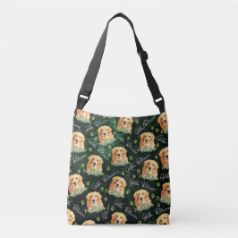 Bolso Cruzado Perro del golden retriever, hojas del eucalipto,