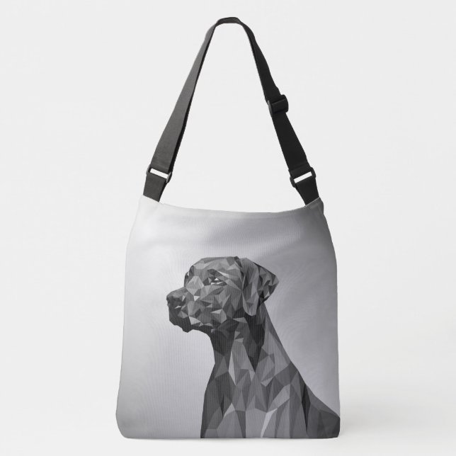 Bolso Cruzado Perro geométrico gris en plata (Anverso)