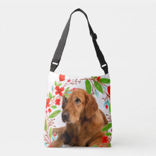Bolso Cruzado Perro Golden Retriever Foto con Marco Floral