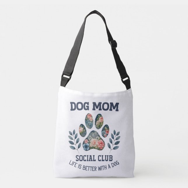 Bolso Cruzado Perro Mom Paw Floral (Anverso)