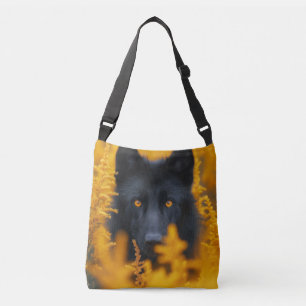 Bolso Cruzado Perro negro con ojos de oro asombrosos