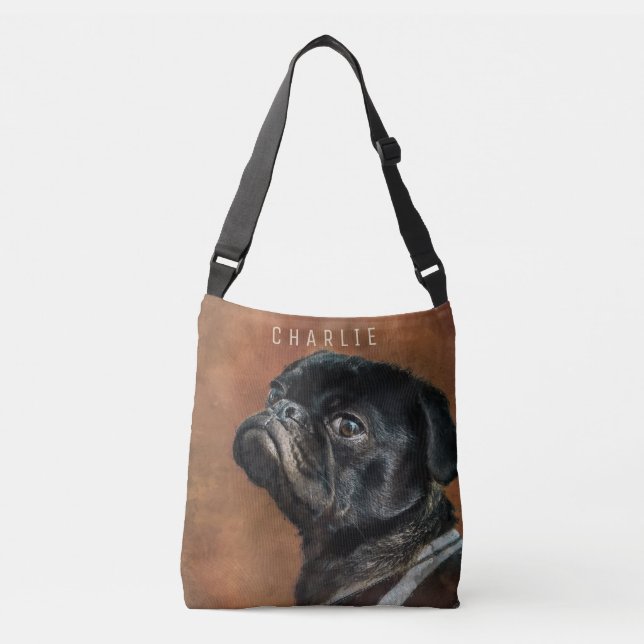 Bolso Cruzado Perro negro pug (Anverso)