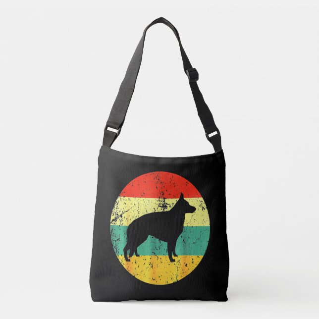 Bolso Cruzado Perro pastor alemán retro (Anverso)