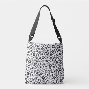 Bolso Cruzado Perro Paws Black and White Polka Dot