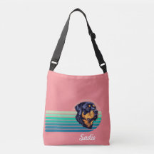 Perro Rottweiler Nombre Personalizado Franja Retro