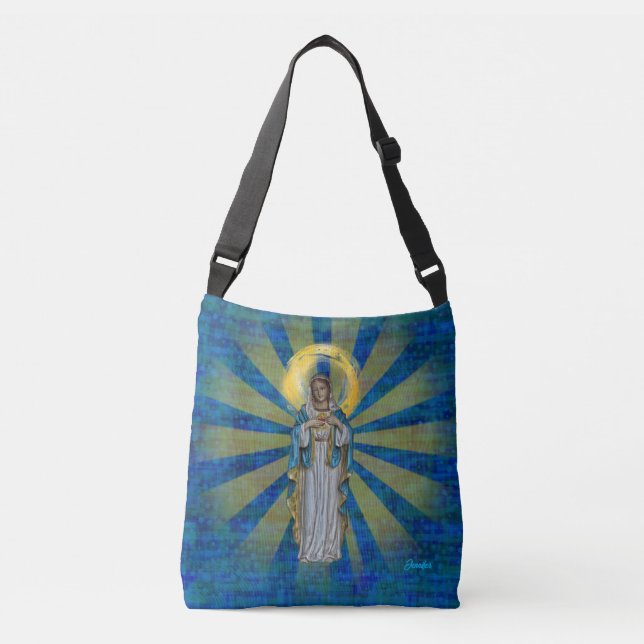 Bolso Cruzado Personaliza el nombre Virgin Mary con Halo (Anverso)
