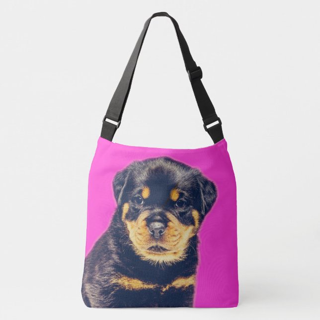 Bolso Cruzado Personalizable del perrito de Rottweiler (Anverso)