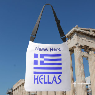 Bolso Cruzado Personalización de bandera griega de Hellas en azu