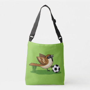 Bolso Cruzado Personalizado Cute Sparrow Jugando Fútbol